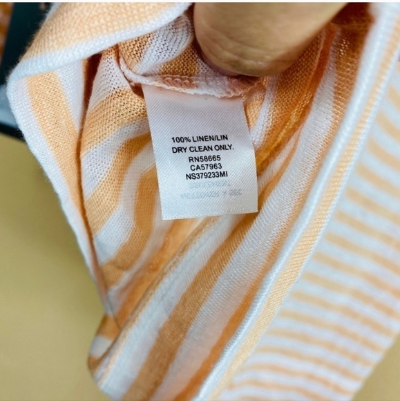 100% Linen Nordstrom Signature Stripe Linen Tee Top Light - Picture 4 of 7